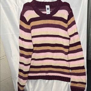GAP Striped Sweater in Pink, Cream, and Brown